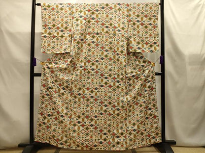 平和屋着物■上質な小紋　花菱文　金彩　正絹　逸品　AABL4533sx