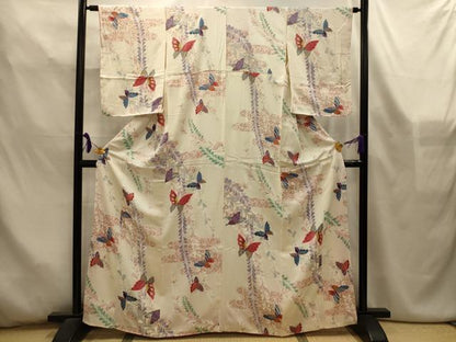 平和屋着物■上質な小紋　花蝶文　金銀彩　正絹　逸品　AABL4534sx