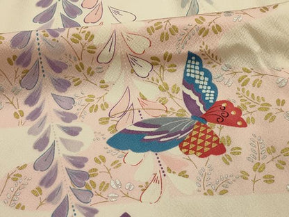 平和屋着物■上質な小紋　花蝶文　金銀彩　正絹　逸品　AABL4534sx