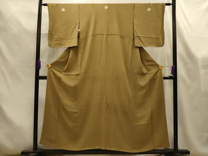 平和屋着物■上質な色無地　路考茶色　鬼しぼ縮緬　正絹　逸品　AABL4542sx