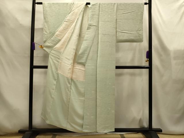 平和屋着物■上質な色無地　舞花地紋　若芽色　正絹　逸品　AABL4543sx