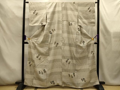平和屋着物■上質な小紋　横段陶器文　正絹　逸品　AABL4544sx