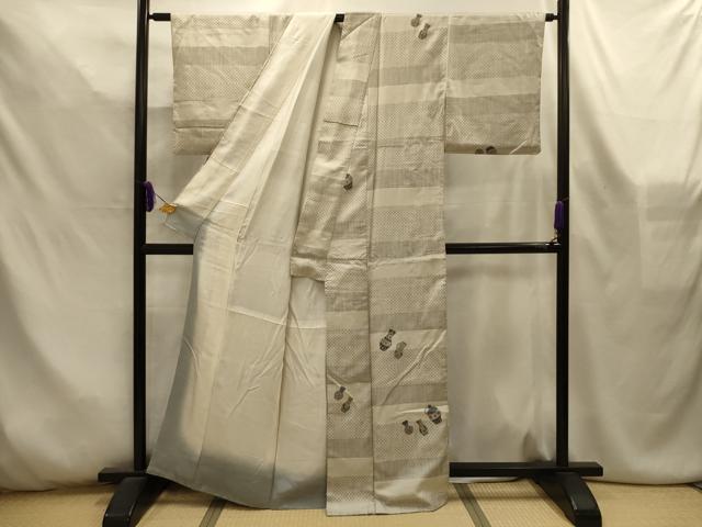 平和屋着物■上質な小紋　横段陶器文　正絹　逸品　AABL4544sx