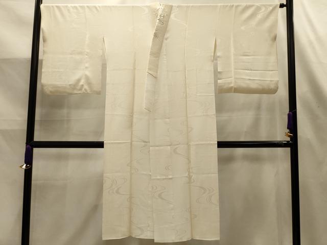 平和屋着物■長襦袢　袷　流水地紋　半衿刺繍　正絹　逸品　AABL4546sx