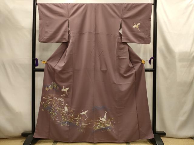 平和屋着物■訪問着　鷺　暈し染め　金彩　洗える着物　AABL4549sx