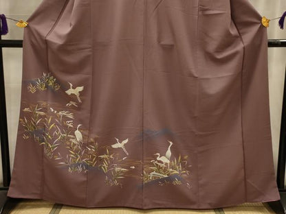 平和屋着物■訪問着　鷺　暈し染め　金彩　洗える着物　AABL4549sx