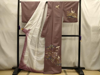 平和屋着物■訪問着　鷺　暈し染め　金彩　洗える着物　AABL4549sx
