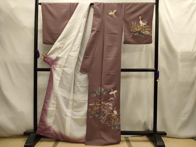 平和屋着物■訪問着　鷺　暈し染め　金彩　洗える着物　AABL4549sx