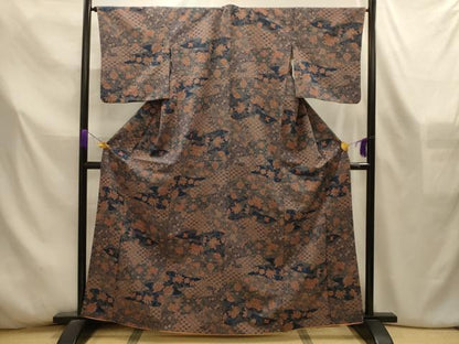 平和屋着物■小紋　更紗花文　洗える着物　AABL4559sx