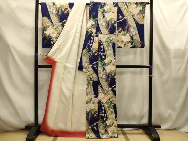 平和屋着物■上質な小紋　草花文　金彩　やまと誂製　正絹　逸品　AABL4566sx
