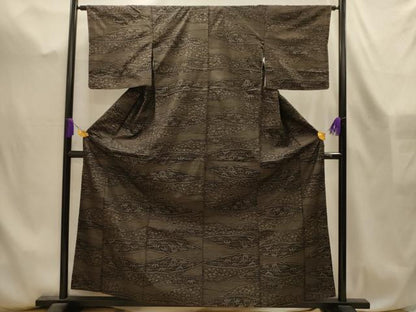 平和屋着物■本場大島紬　草花文　正絹　逸品　AABL4572sx
