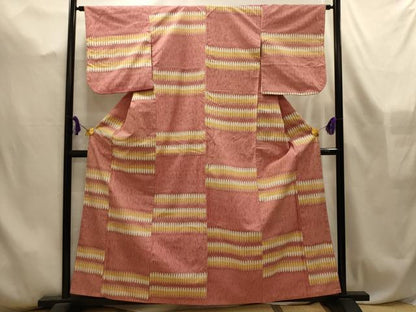 平和屋着物■上質な紬　幾何学文様　正絹　逸品　AABL4574sx