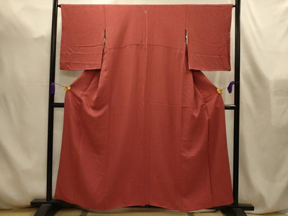 平和屋着物■上質な色無地　紋意匠　紅樺色　正絹　逸品　AABL4575sx