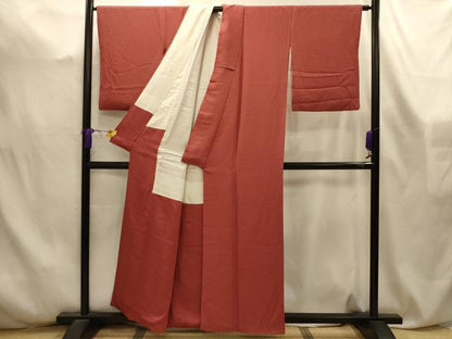 平和屋着物■上質な色無地　紋意匠　紅樺色　正絹　逸品　AABL4575sx