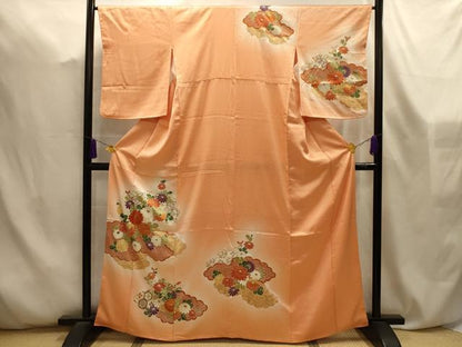 平和屋着物■訪問着　駒刺繍　雲取り吉祥花文　暈し染め　金彩　正絹　逸品　AABL4579sx
