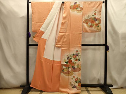 平和屋着物■訪問着　駒刺繍　雲取り吉祥花文　暈し染め　金彩　正絹　逸品　AABL4579sx