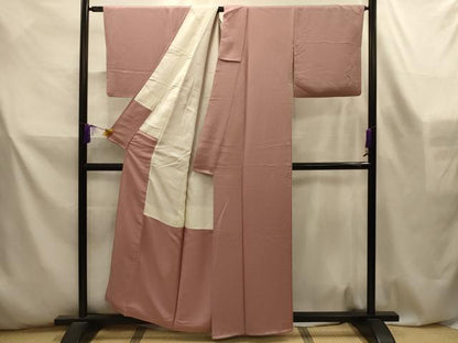 平和屋着物■上質な色無地　紋意匠　水柿色　正絹　逸品　AABL4589sx