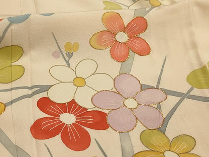 平和屋着物■訪問着　駒刺繍　枝梅文　暈し染め　金彩　正絹　逸品　AABL4604sx