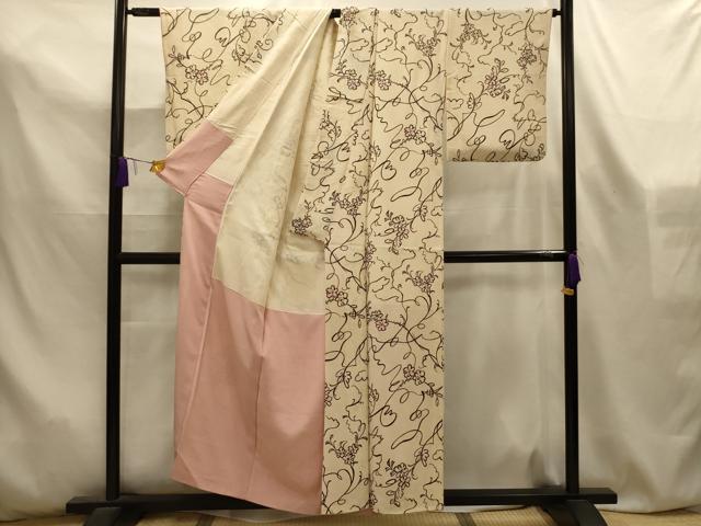 平和屋着物■上質な小紋　草花文　正絹　逸品　AABL4615sx