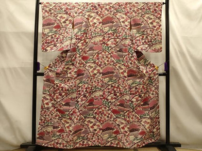 平和屋着物■上質な小紋　型染め　風景文　正絹　逸品　AABL4620sx