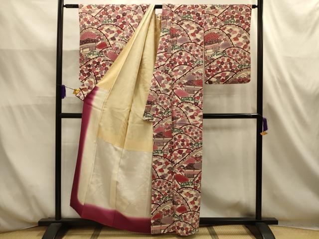 平和屋着物■上質な小紋　型染め　風景文　正絹　逸品　AABL4620sx