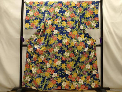 平和屋着物■上質な小紋　枝花文　正絹　逸品　AABL4623sx