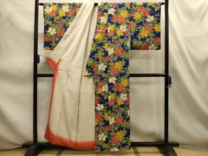 平和屋着物■上質な小紋　枝花文　正絹　逸品　AABL4623sx