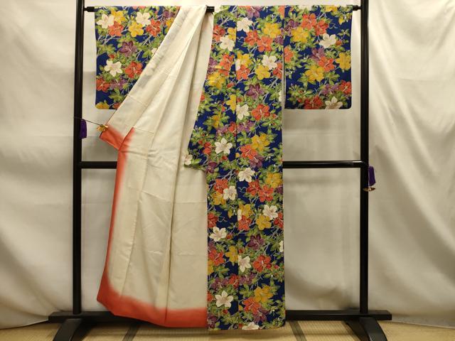 平和屋着物■上質な小紋　枝花文　正絹　逸品　AABL4623sx