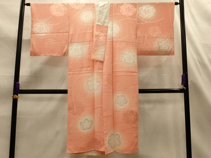 平和屋着物■長襦袢　袷　地紋起こし　芝花文　暈し染め　正絹　逸品　AABL4626sx