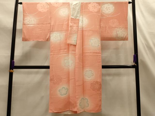 平和屋着物■長襦袢　袷　地紋起こし　芝花文　暈し染め　正絹　逸品　AABL4626sx