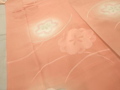 平和屋着物■長襦袢　袷　地紋起こし　芝花文　暈し染め　正絹　逸品　AABL4626sx