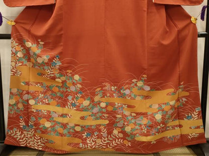 平和屋着物■訪問着　刺繍　エ霞花文　金彩　鬼しぼ縮緬　松坂屋扱い　正絹　逸品　AABL4643sx