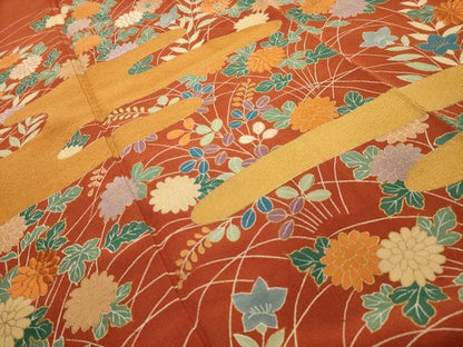 平和屋着物■訪問着　刺繍　エ霞花文　金彩　鬼しぼ縮緬　松坂屋扱い　正絹　逸品　AABL4643sx