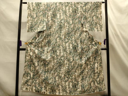 平和屋着物■上質な小紋　飾花文　銀彩　正絹　逸品　AABL4644sx