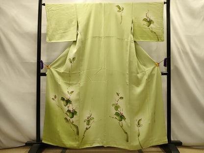 平和屋着物■訪問着　作家物　手描き　枝花文　暈し染め　正絹　逸品　AABL4651sx