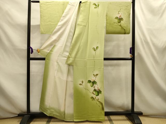 平和屋着物■訪問着　作家物　手描き　枝花文　暈し染め　正絹　逸品　AABL4651sx