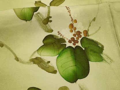 平和屋着物■訪問着　作家物　手描き　枝花文　暈し染め　正絹　逸品　AABL4651sx