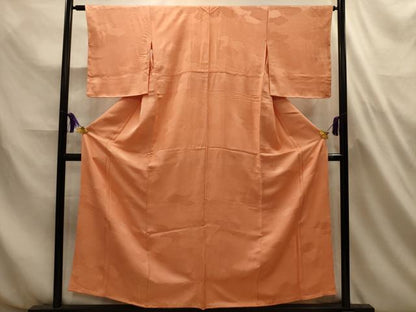 平和屋着物■上質な色無地　雲取吉祥地紋　深支子色　正絹　逸品　AABL4659sx
