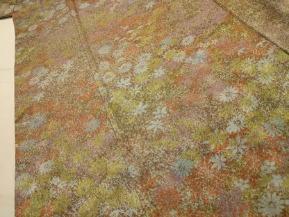 平和屋着物■上質な小紋　草花文　正絹　逸品　AABL4663sx