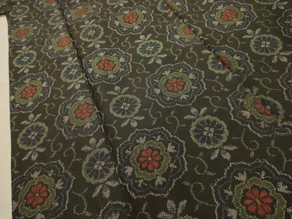 平和屋着物■本場村山大島紬　正倉院花文　黒地　正絹　逸品　AABL4677sx