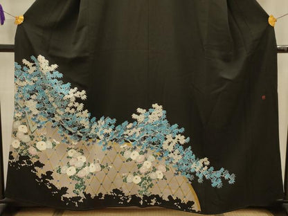 平和屋着物■豪華黒留袖　作家物　花籬文　正絹　逸品　AABL4678sx