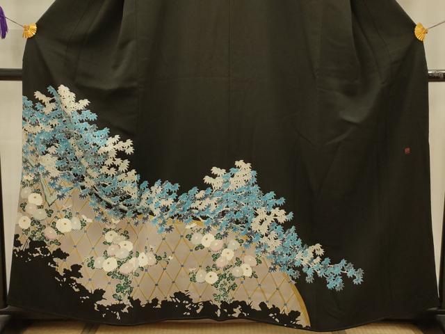 平和屋着物■豪華黒留袖　作家物　花籬文　正絹　逸品　AABL4678sx