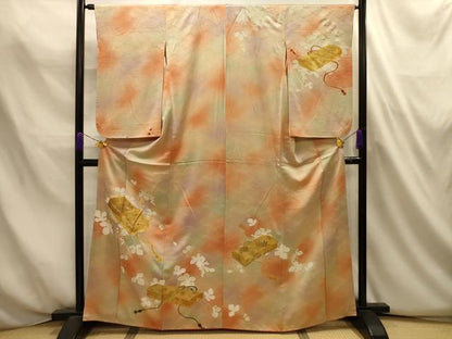 平和屋着物■訪問着　駒刺繍　花文箱文　暈し染め　金彩　正絹　逸品　AABL4679sx