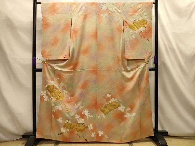 平和屋着物■訪問着　駒刺繍　花文箱文　暈し染め　金彩　正絹　逸品　AABL4679sx