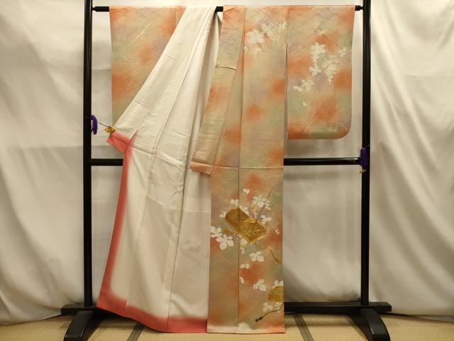 平和屋着物■訪問着　駒刺繍　花文箱文　暈し染め　金彩　正絹　逸品　AABL4679sx