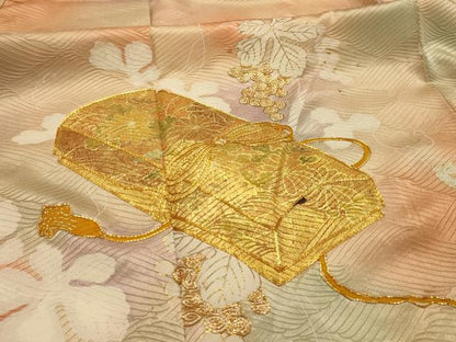 平和屋着物■訪問着　駒刺繍　花文箱文　暈し染め　金彩　正絹　逸品　AABL4679sx