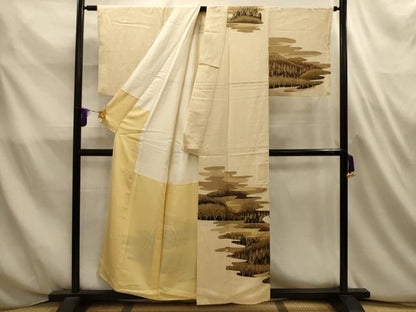 平和屋着物■訪問着　霞取風景文　ろうけつ染　正絹　逸品　AABL4681sx