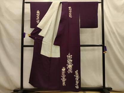 平和屋着物■訪問着　刺繍　草花文　金糸　西武百貨店扱い　正絹　逸品　AABL4682sx