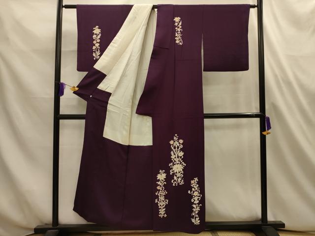 平和屋着物■訪問着　刺繍　草花文　金糸　西武百貨店扱い　正絹　逸品　AABL4682sx
