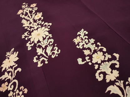 平和屋着物■訪問着　刺繍　草花文　金糸　西武百貨店扱い　正絹　逸品　AABL4682sx